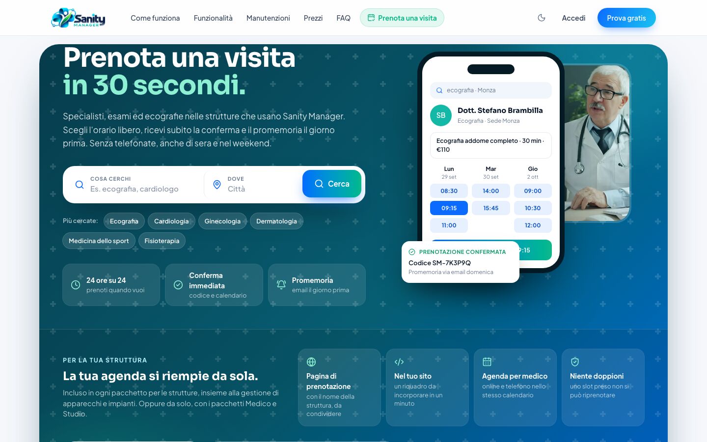 Sanity Manager — Programări online ale pacienților