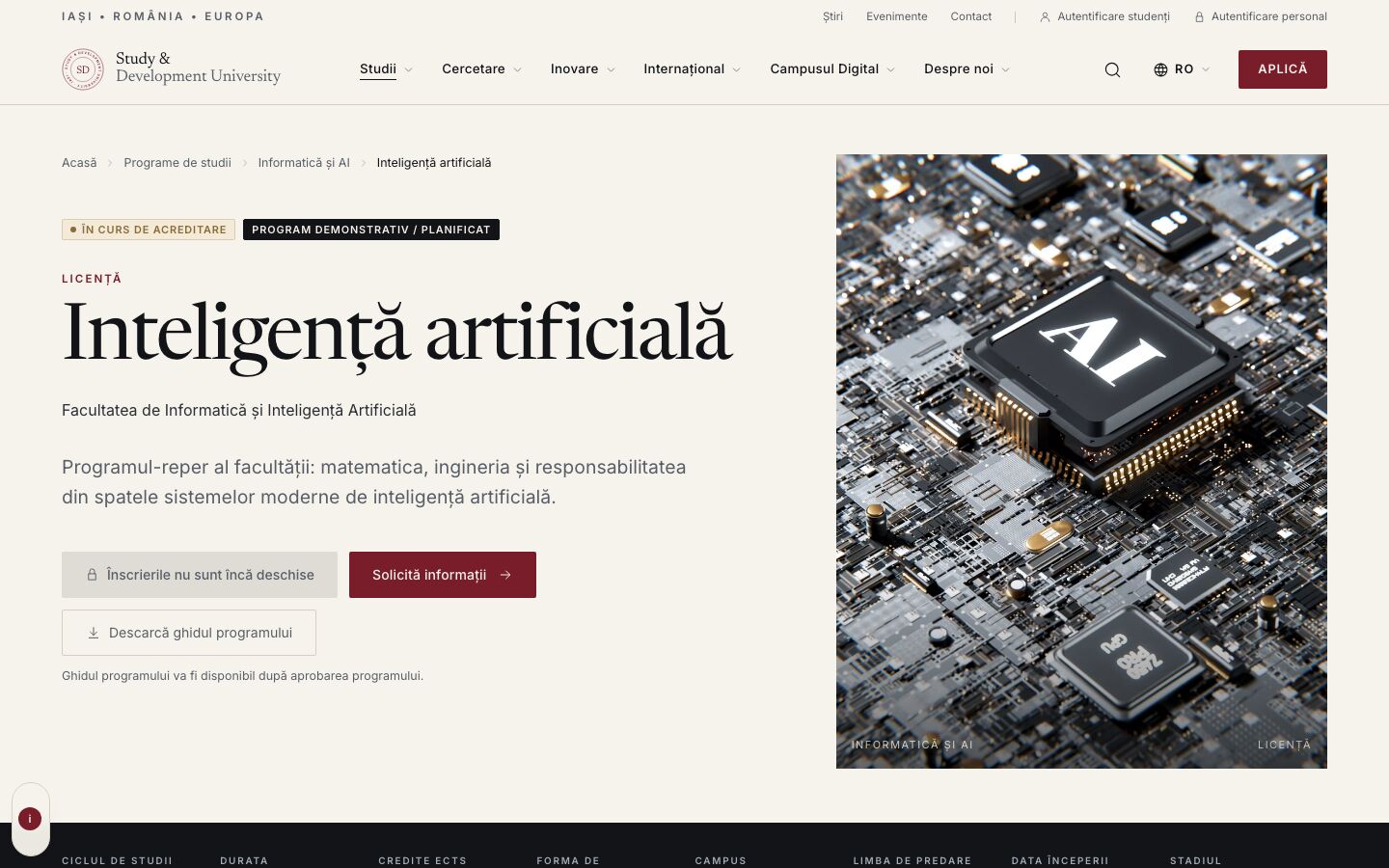 Study & Development University — Pagina di un corso — Intelligenza artificiale